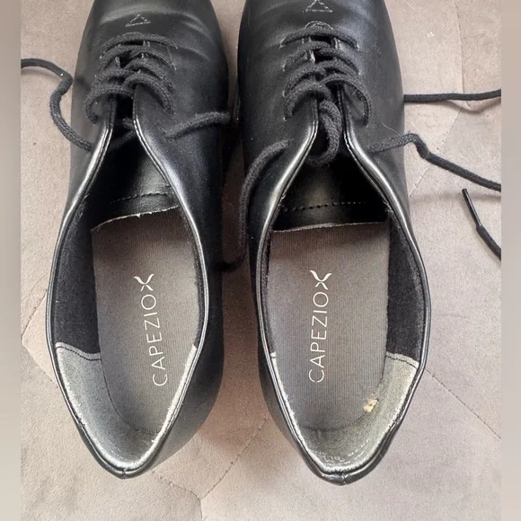 Capezio tic tap toe tap shoes Oxford lace up black size 4 rn #63356 - Picture 6 of 11